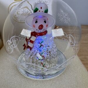 Sorelle Christmas Light Up‎ Color Change Snowman Glass Globe Ornament